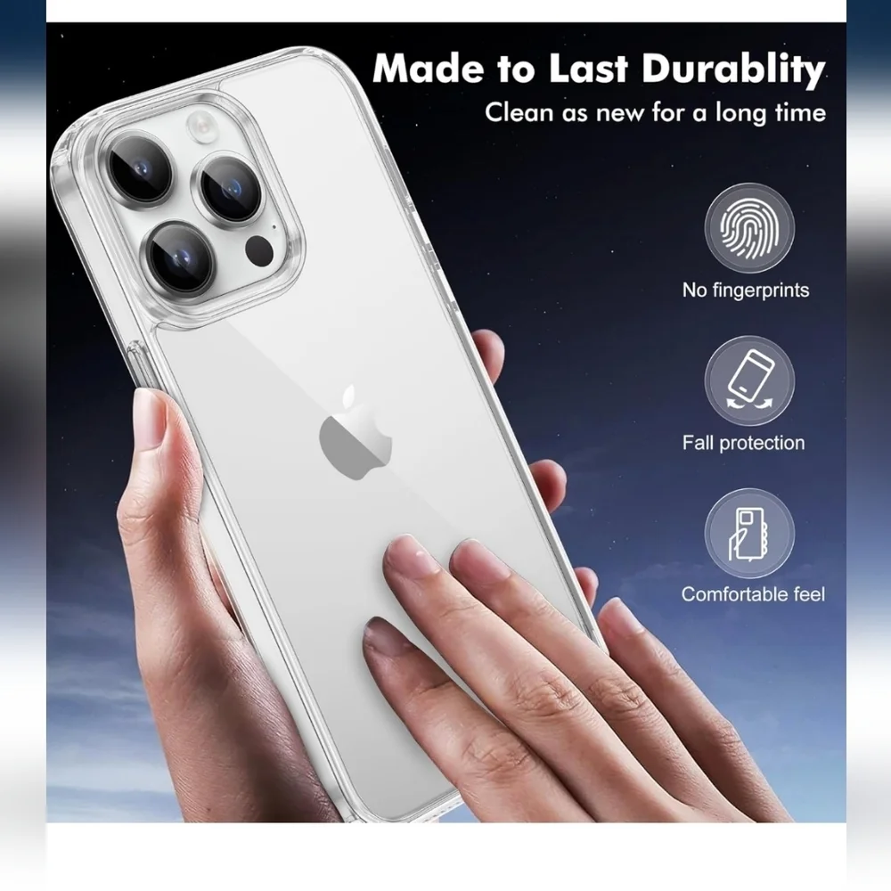 iPhone 15 Pro Case 6.1-Inch, Shockproof Bumper Phone Cover Anti-Yellowing Clear